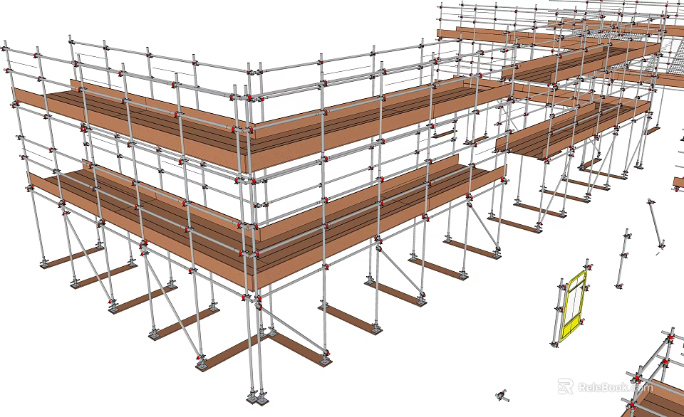 Industrial Construction Scaffolding Structure With Multiple Platforms And Metal Frames 3d model