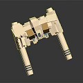 Beige Square Design Robot Character With Cannons Green Head And Building Block Details