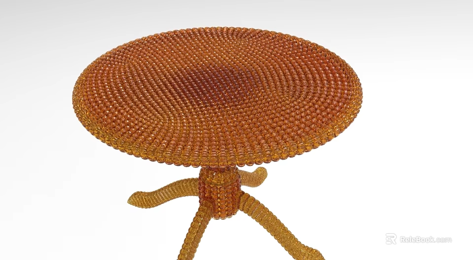 Brown Wicker Tea Table With Round Top And Three Woven Legs Design 3d model 