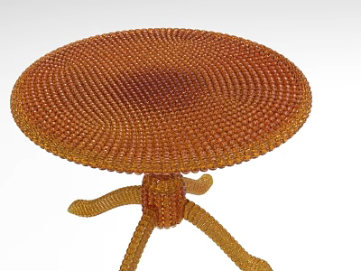 Brown Wicker Tea Table With Round Top And Three Woven Legs Design 3d model