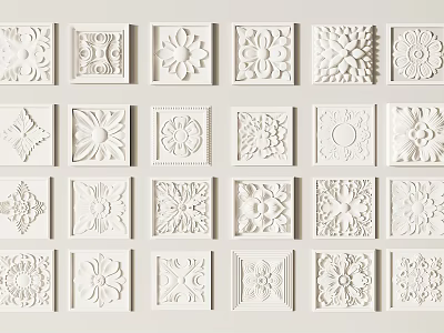 Various White Carved Patterns For Decoration 3d model