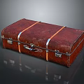Vintage Brown Leather Suitcase With Metal Buckles And Leather Straps