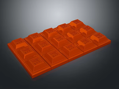Delicious Orange Chocolate Bar With Square Blocks And Patterned Surface 3d model