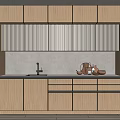 Modern Kitchen Interior With Light Wood Cabinets Countertop Sink And Oven