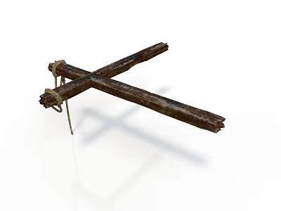 Realistic Style Wooden Cross Wooden Stick Wooden Structure Hook Wooden Crafts Stand Shelf Structure Wood Furnishings 3d model