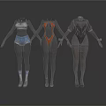 Three Female Models Wearing Different Fashion Outfits And Accessories