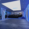 Modern Home Theater Room With Black Leather Sofas Blue LED Lights And Wall TV