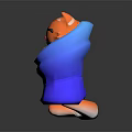 Cute Orange Cat Wrapped In Blue Blanket 3D Model Figure
