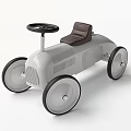 White Electric Toy Car With Brown Seat And Big Wheels