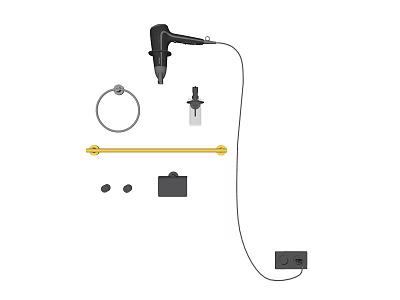 Daily Electrical Hair Dryer Parts With Nozzle Stand Plug And Accessories 3d model