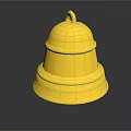 Shiny Golden Bell With Metallic Surface Top Loop And Base Reflection