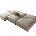 Light Beige Modular Sectional Sofa With Comfortable Cushion And Spacious Seats 3d model
