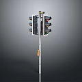 Traffic Light Signal With Red Yellow Green Lights On Metal Pole