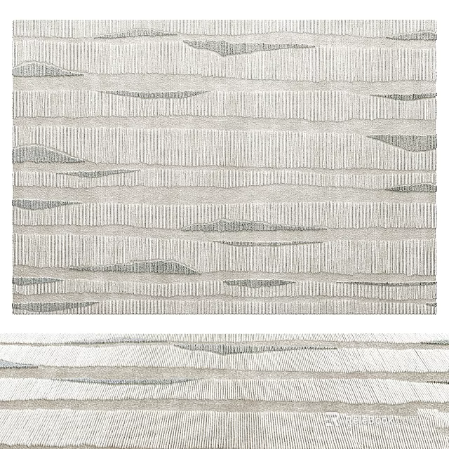 Soft Woven Square Rug in Neutral Gray Tones with Wavy Line Patterns and Textured Surface 3d model