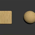 Wooden Cube And Sphere With Natural Wood Grain On Black Glossy Surface