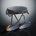 Ergonomic Support Equipment With Circular Mesh Top Black Orange Accents Straps And Support Legs