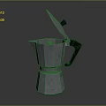 Modern Stainless Steel Moka Pot Kitchen Appliance with Open Lid and Handle