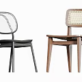 Modern Stylish Dining Chairs With Rattan Backrest And Wooden Frame Design