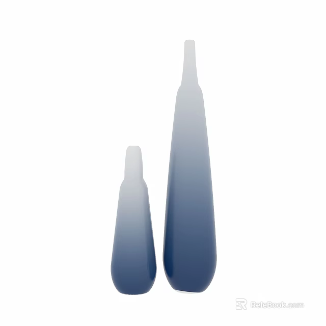 Two Blue Tapered Vases Large And Small For Modern Home Decor 3d model 