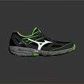 Black And Green Running Shoes With Gray Accents White Logo And Cushioned Sole