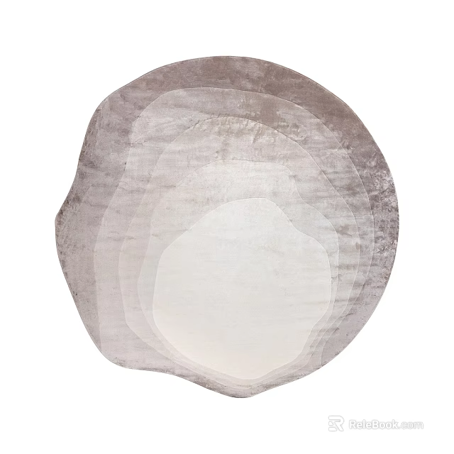 Modern Square Rug With Layered Concentric Circle Design In Gray And White Tones 3d model 