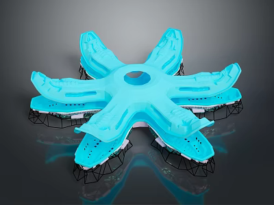 Blue Multi Armed Cosmic Structure For Space Exploration And Astronautics Research 3d model