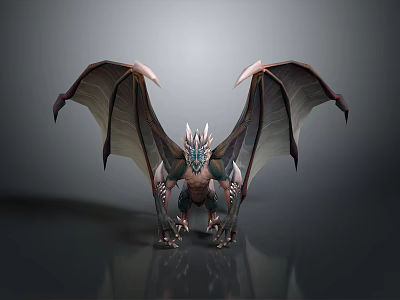 Fantasy Dragon Character With Large Wings And Scaled Body In Majestic Standing Pose 3D Render 3d model