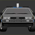 DeLorean DMC12 Car With Blue Exterior Gullwing Doors And Roof Mounted Device