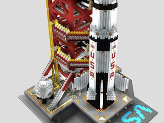 Space Shuttle, Launch Tower, Spaceship, Manned Spaceship 3d model