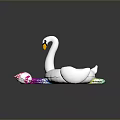 Kids Swan Inflatable Float With Colorful Floral Pattern Bag For Summer Play