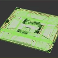 Green Microchip With Dense Pin Grid Array And Integrated Circuit Design