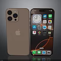 Apple Rose Gold Smartphone With Camera Setup And Display Screen App Icons