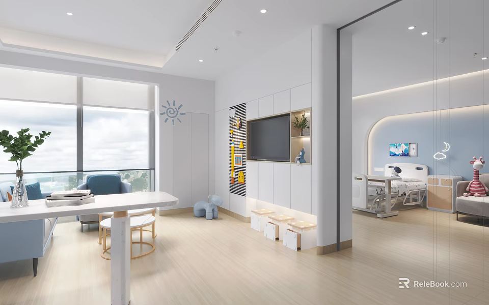 Modern Hospital Outpatient Clinic With Bright Space And Comfortable Seating 3d model 