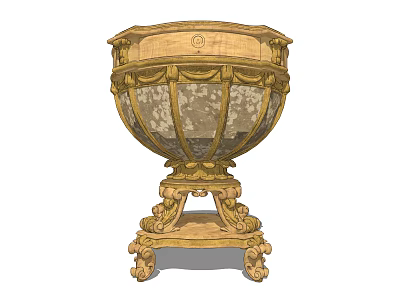 Ornate Gold Side Table With Intricate Carvings And Elegant Base Design 3d model