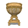 Ornate Gold Side Table With Intricate Carvings And Elegant Base Design