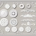 Decorative Carvings Featuring Various Floral And Circular Patterns With Ornate Borders 3d model