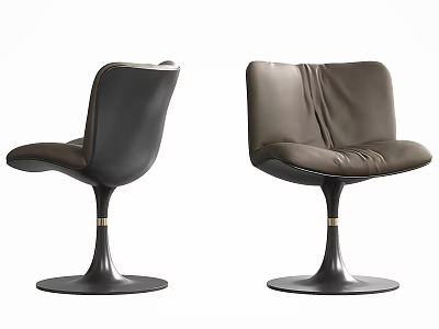 Elegant Modern Leather Dining Chairs With Round Base And Metal Accents 3d model