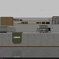 Modern Bubble Tea Shop Interior With Marble Counter Coffee Machines And Tile Walls Design