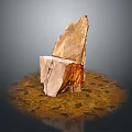 Wood and Stone Artistic Sculpture with Natural Texture Base and Fragment Design