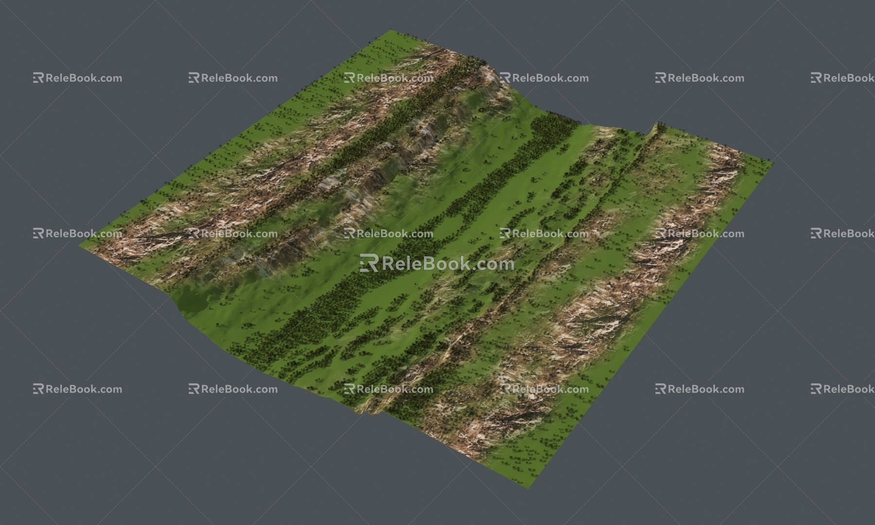 mountain terrain grassland 3d model