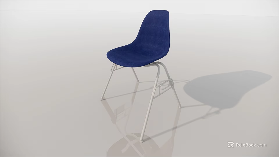 Navy Blue Velvet Leisure Chair With Sleek Metal Legs Modern Minimalist Design 3d model 