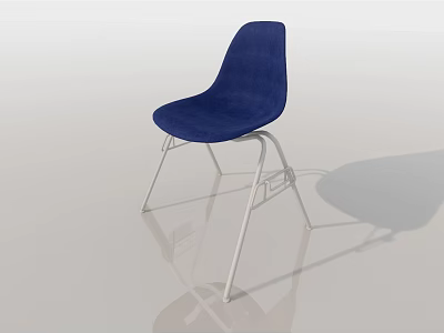 Navy Blue Velvet Leisure Chair With Sleek Metal Legs Modern Minimalist Design 3d model
