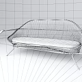 Stylish Wicker Leisure Chair With Soft Gray Cushion And Metal Frame