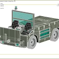 Green Utility Vehicle With Warning Light And Seats For Airport Ground Operations