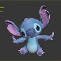 Cute Blue Stuffed Toy with Large Pink Inner Ears Big Eyes and Open Arms