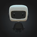 Cute Plush Doll With Square White Head And Black Body Minimalist Design Style