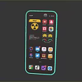 Smartphone Home Screen Showing Colorful App Icons With Yellow Radiation Symbol