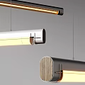 Contemporary Pendant Lights with Slim Black White and Wooden Accents in Elongated Design