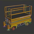 Industrial Mobile Scissor Lift Equipment With Yellow Platform Safety Railings And Wheels
