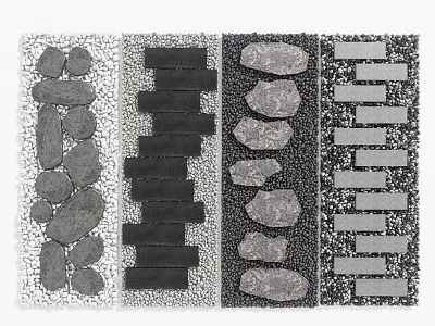 Stepping Stones with Various Stone Shapes and Slab Designs for Garden Path 3d model